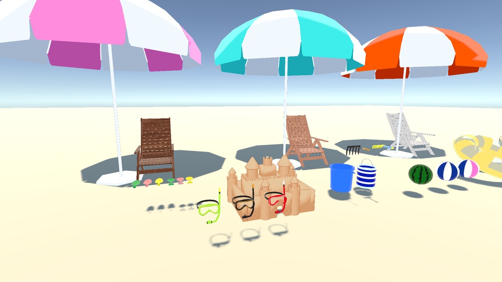 夏の海辺グッズ_26点+おまけ(UnityPackage)