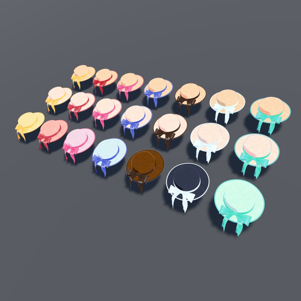 麦わら帽子_揺れるリボン付_カラバリ21種(UnityPackage)