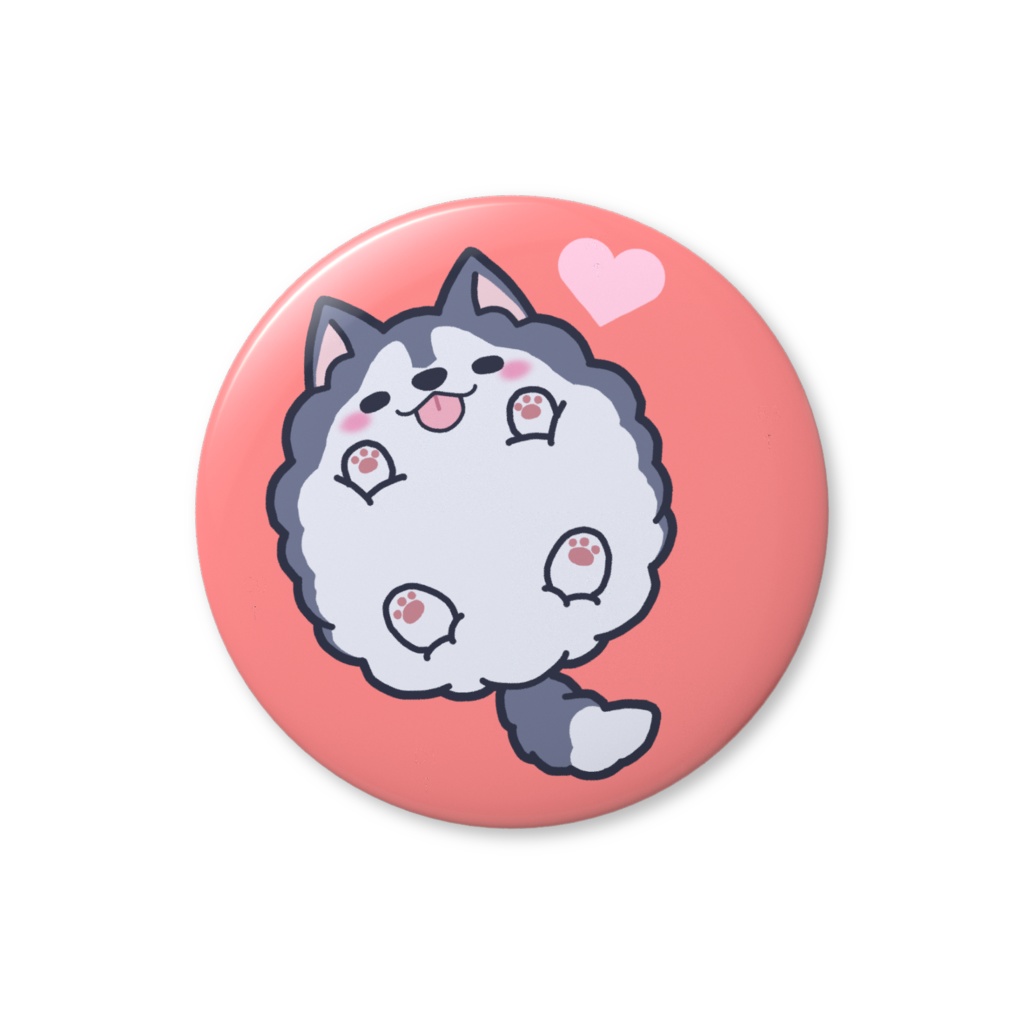 モコモコハスキーの缶バッジ