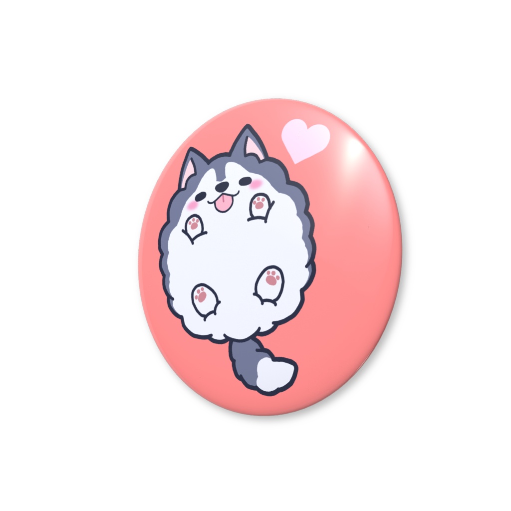 モコモコハスキーの缶バッジ