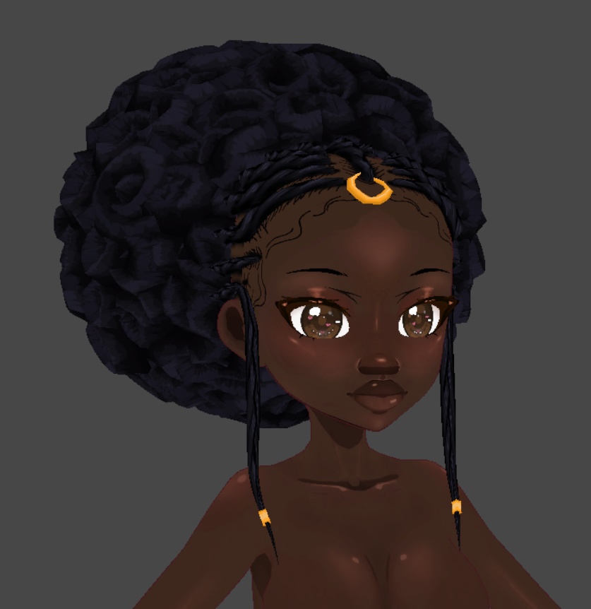 Fixed [.Vroid] Cornrow Afro with jewlery (.Vroid file)