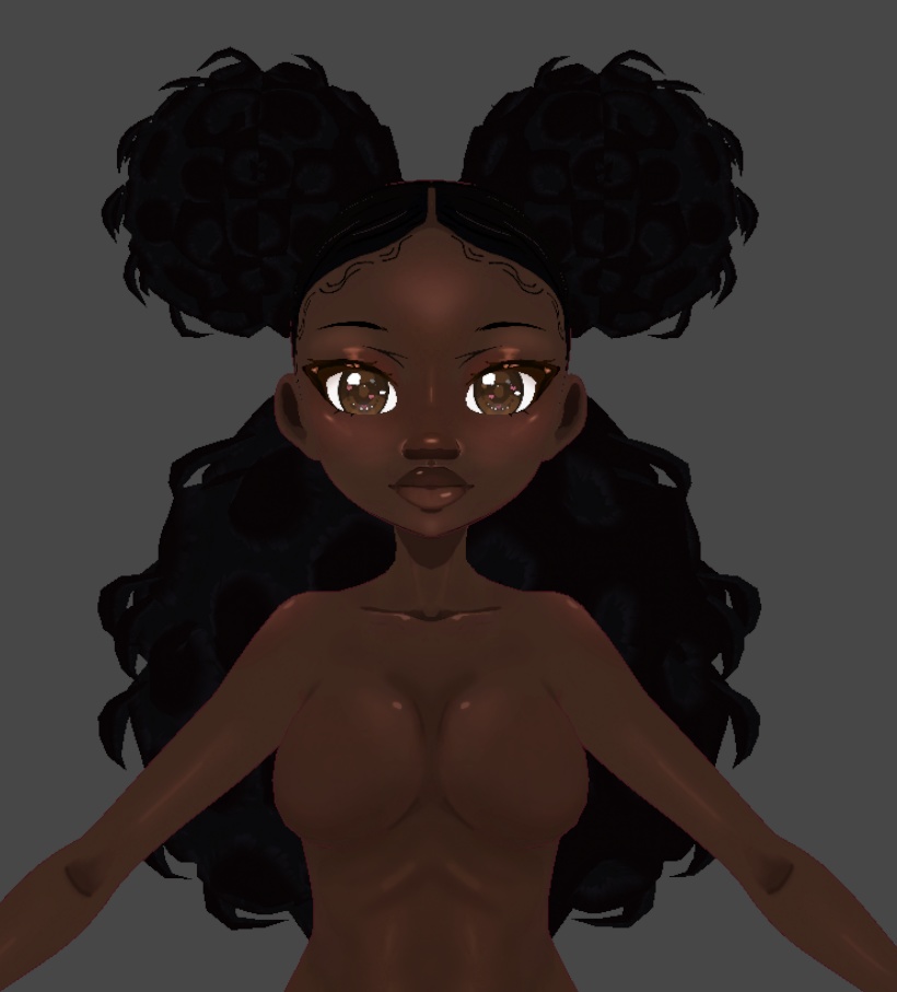 [Vroid] Half up double puff half down hair preset (.Vroid file)