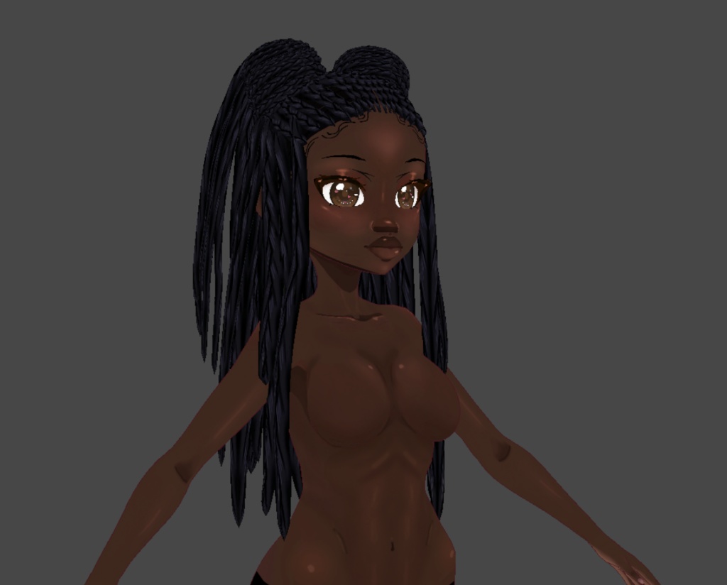 Long braided dual bun (.vroid file hair preset)