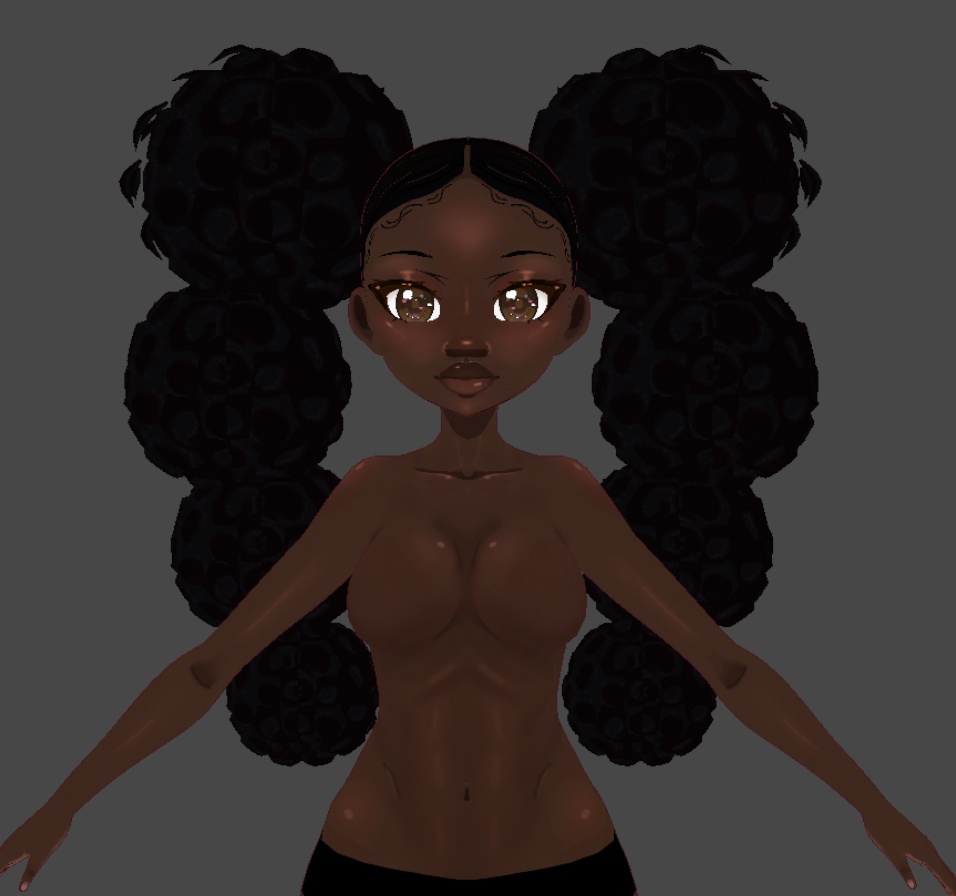 Afro puff pigtails (.vroid file hair preset) 