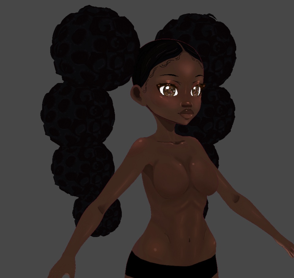 Afro puff pigtails (.vroid file hair preset)