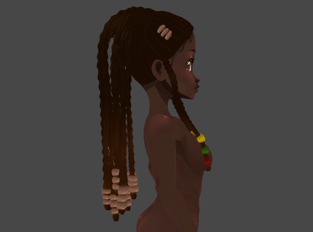 Braid pony w/ beads (.Vroid file hair preset)