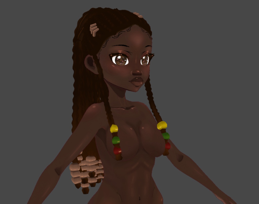 Braid pony w/ beads (.Vroid file hair preset)