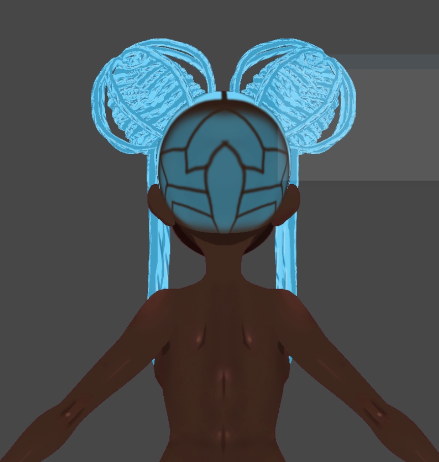 Blue caged buns (.vroid file hair preset)