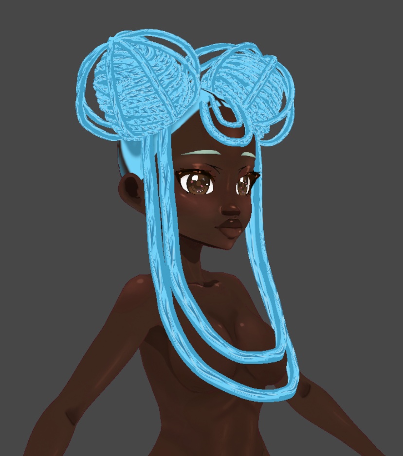 Blue caged buns (.vroid file hair preset)