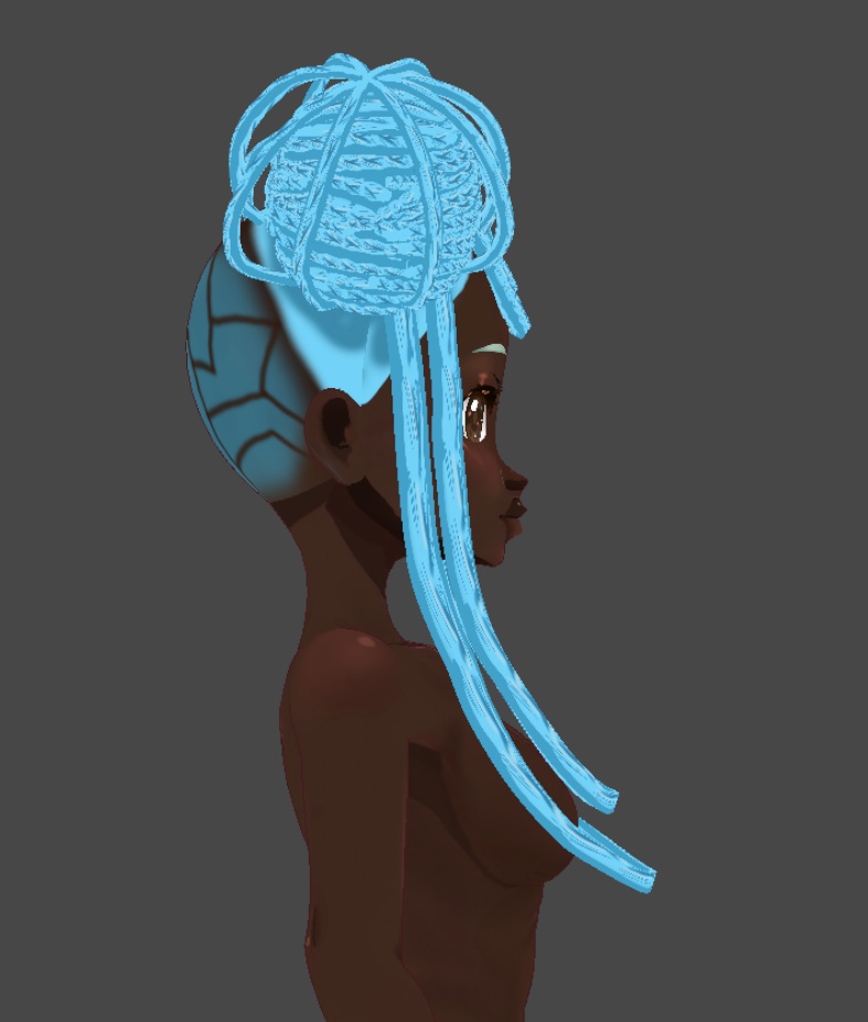 Blue caged buns (.vroid file hair preset)
