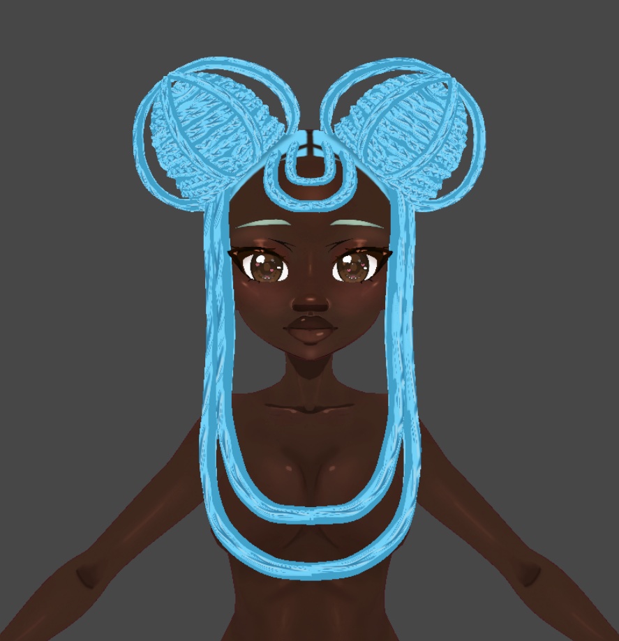 Blue caged buns (.vroid file hair preset)