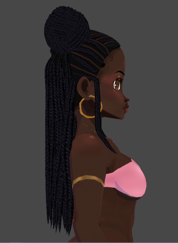 Half up dual braid bun (.vroid file)