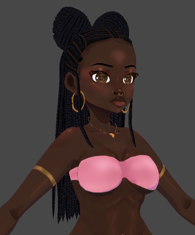 Half up dual braid bun (.vroid file)