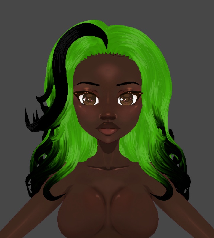 curly green to black gradient (.vroid file hair preset)