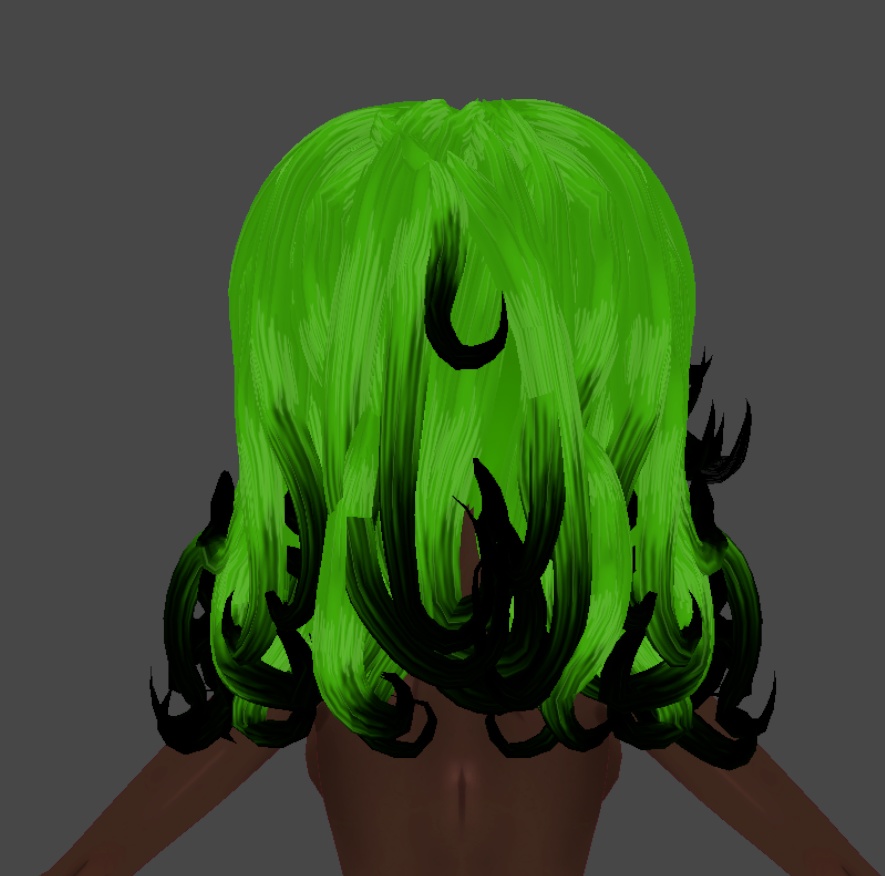 curly green to black gradient (.vroid file hair preset)