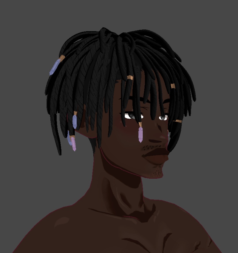 Short locs with jewels [Vroid hairpreset] - Beef - BOOTH