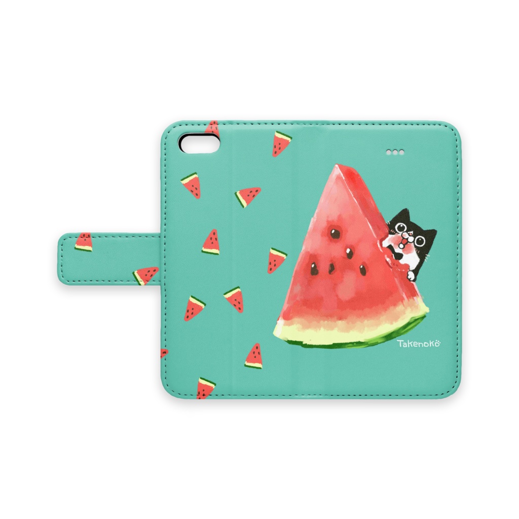 スイカとハチワレ　手帳型iPhoneケース