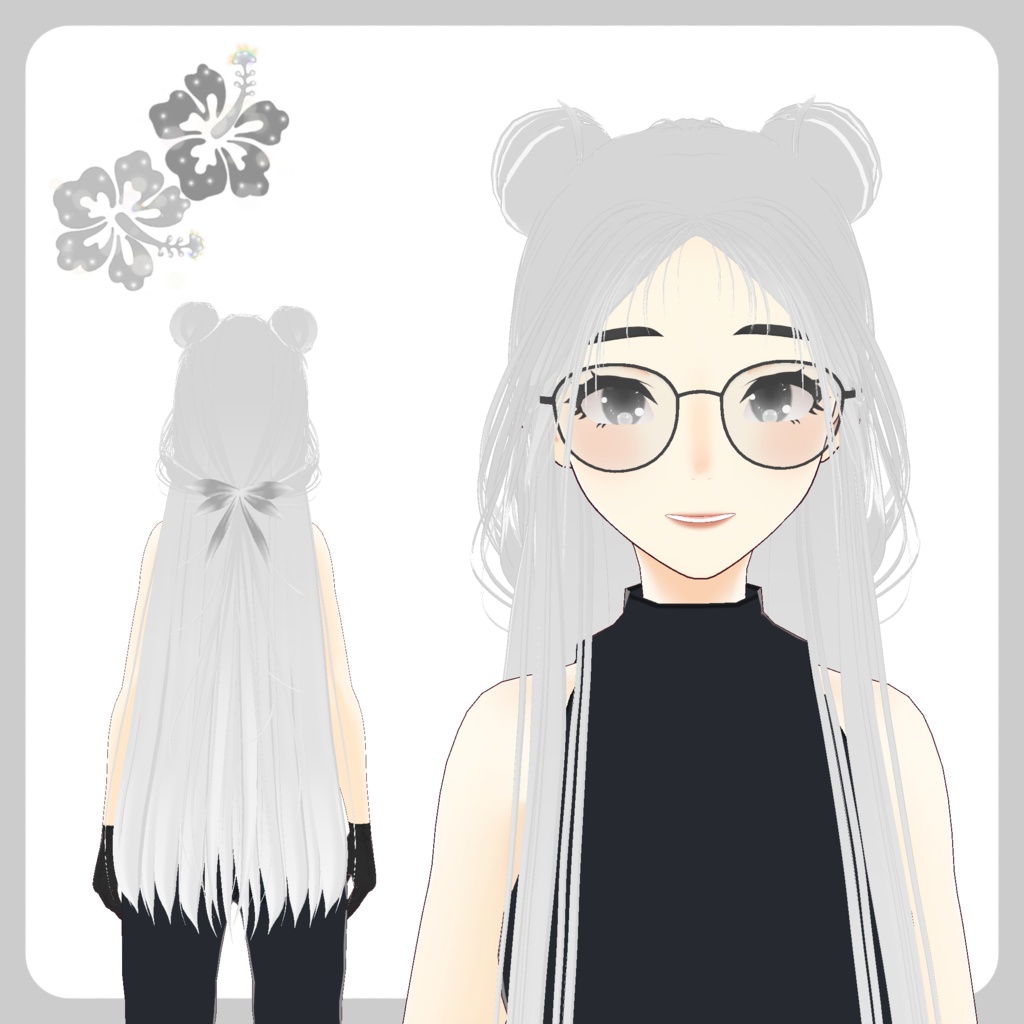 【Vroid】 Long Hair with Buns Preset 長い髪 プリセット