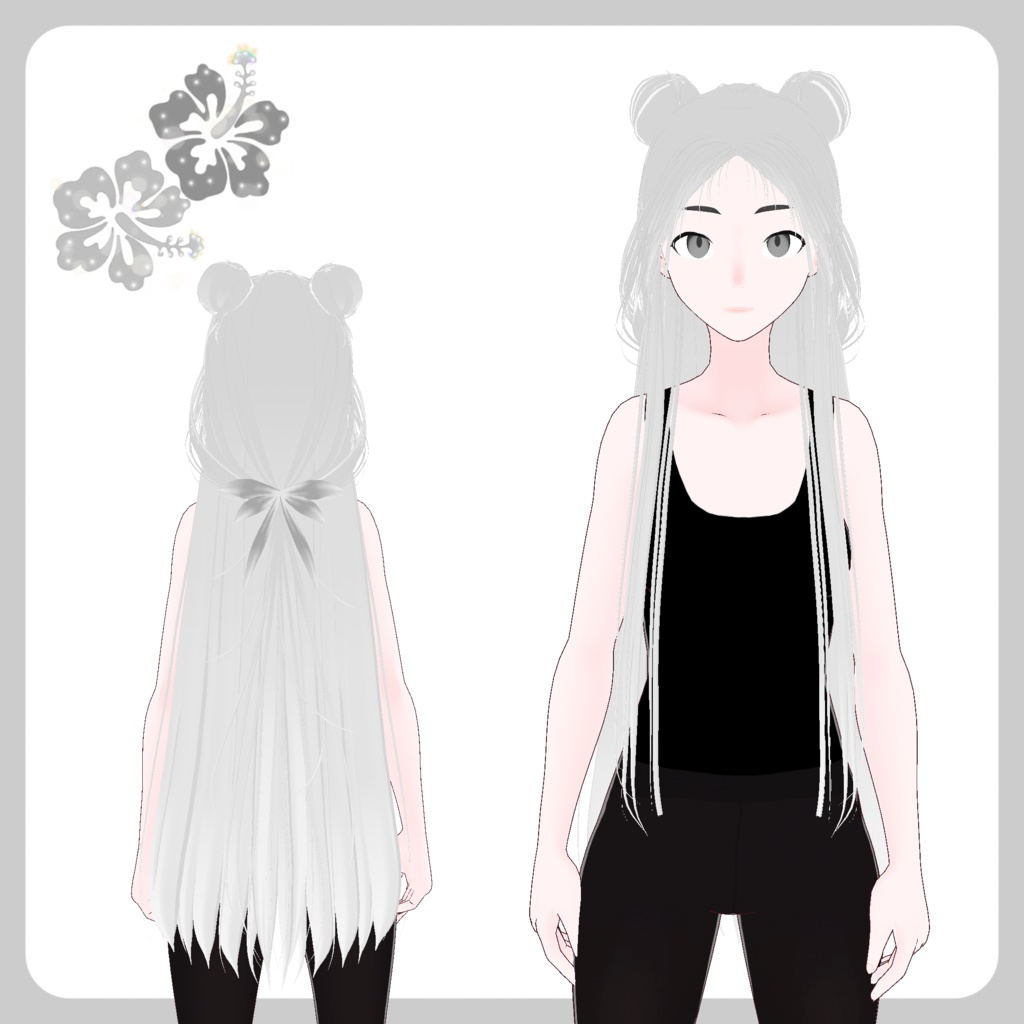 【Vroid】 Long Hair with Buns Preset 長い髪 プリセット