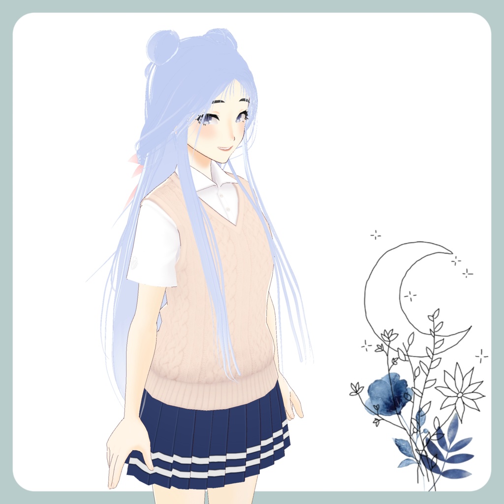 【Vroid】 Long Hair with Buns Preset 長い髪 プリセット