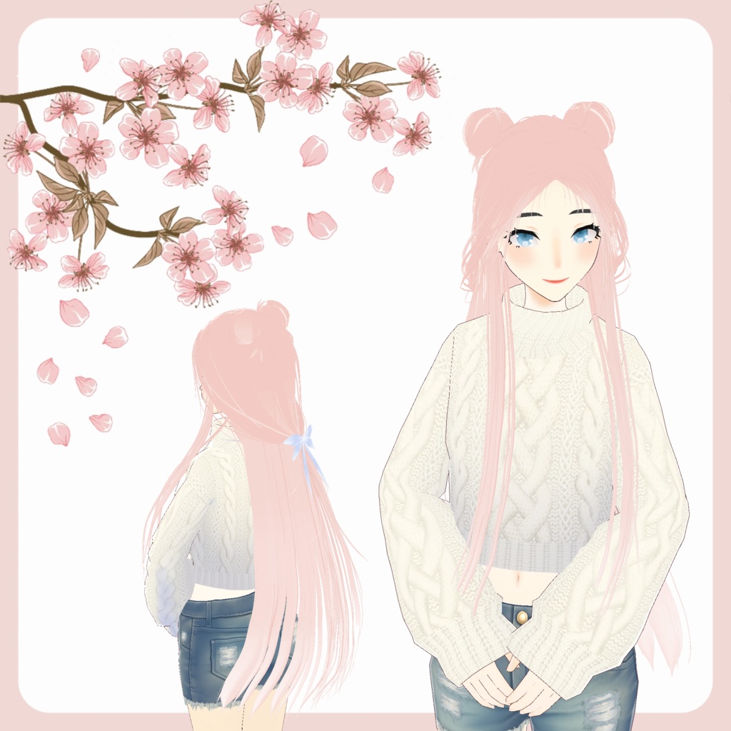 【Vroid】 Long Hair with Buns Preset 長い髪 プリセット