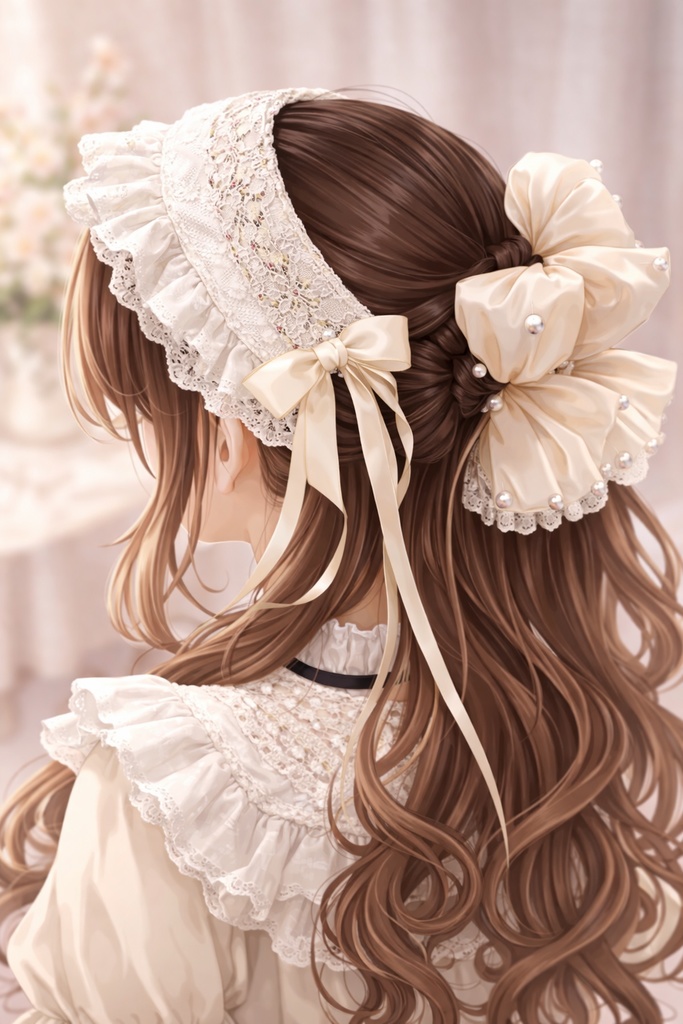 ヘッドドレス♡フラワーフリル アイボリー