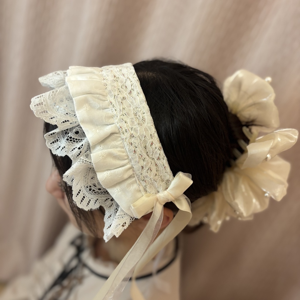ヘッドドレス♡フラワーフリル アイボリー