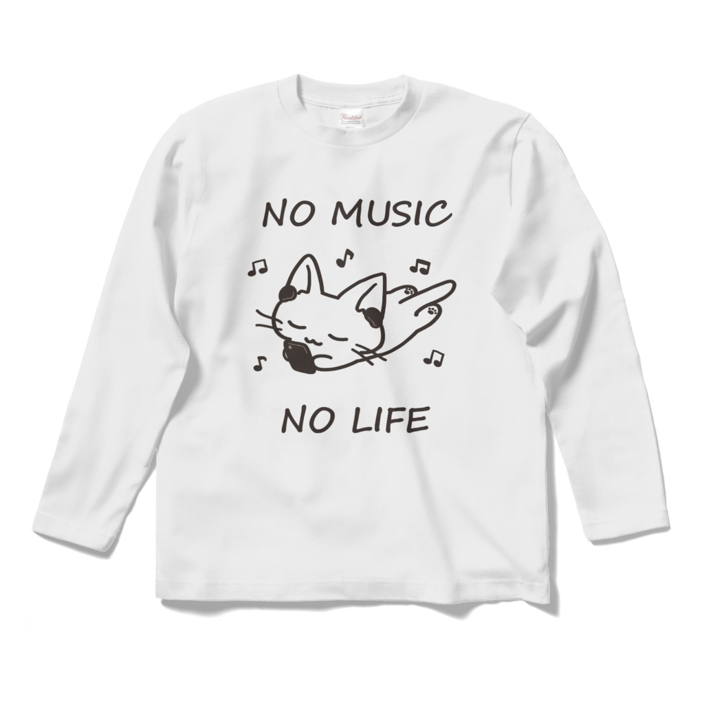 NO MUSIC NO LIFE ねこちゃん　ロングTシャツ