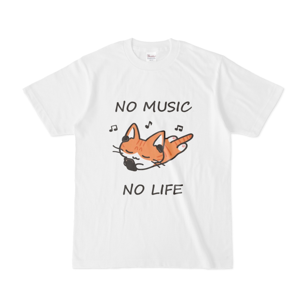 NO MUSIC NO LIFE ねこ茶トラ白ねこちゃん　Tシャツ