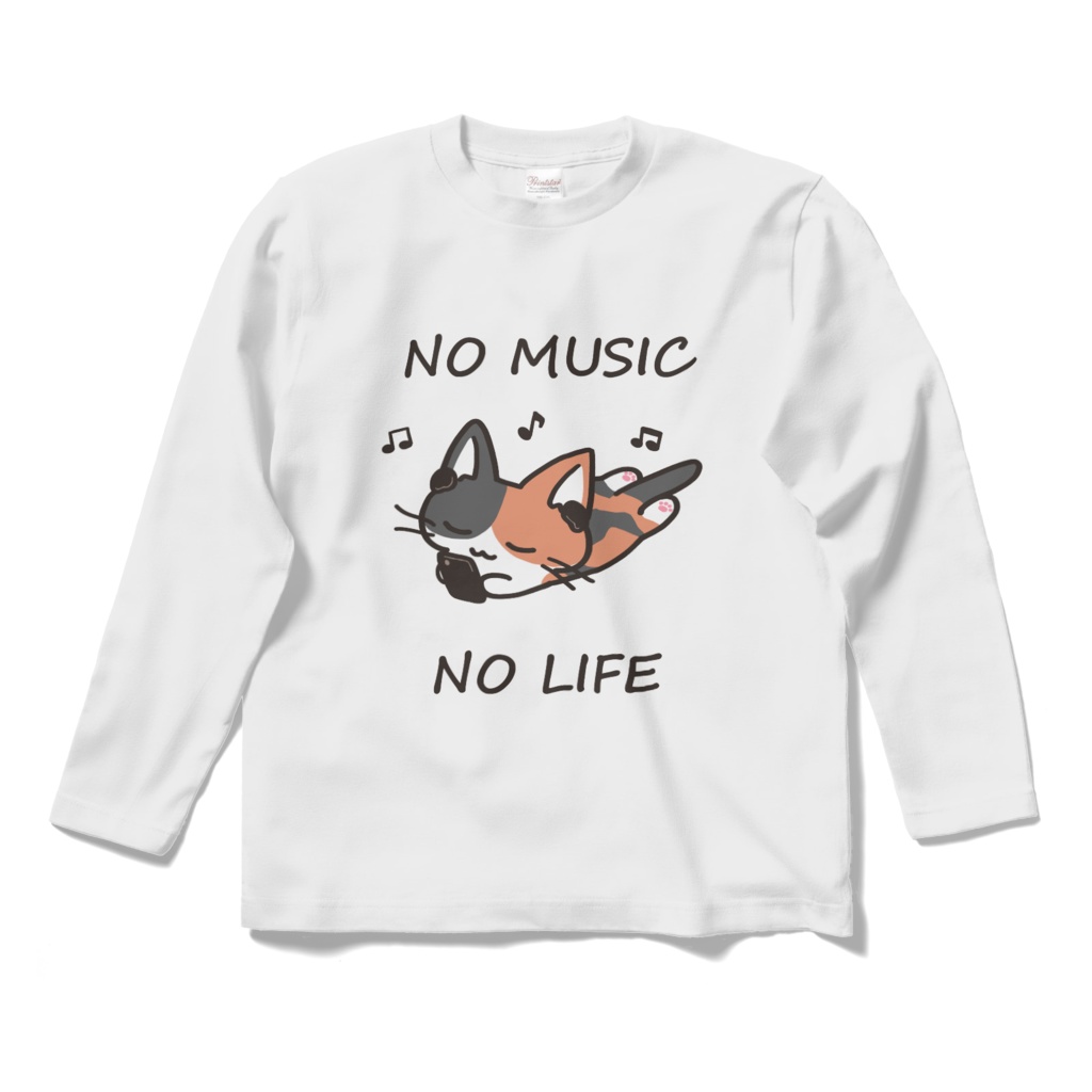 NO MUSIC NO LIFE 三毛ねこちゃん　ロングTシャツ