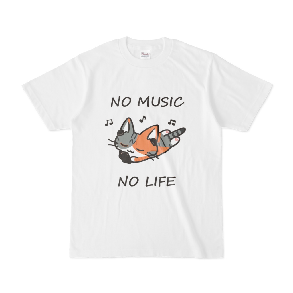 NO MUSIC NO LIFE しま三毛ねこちゃん Tシャツ