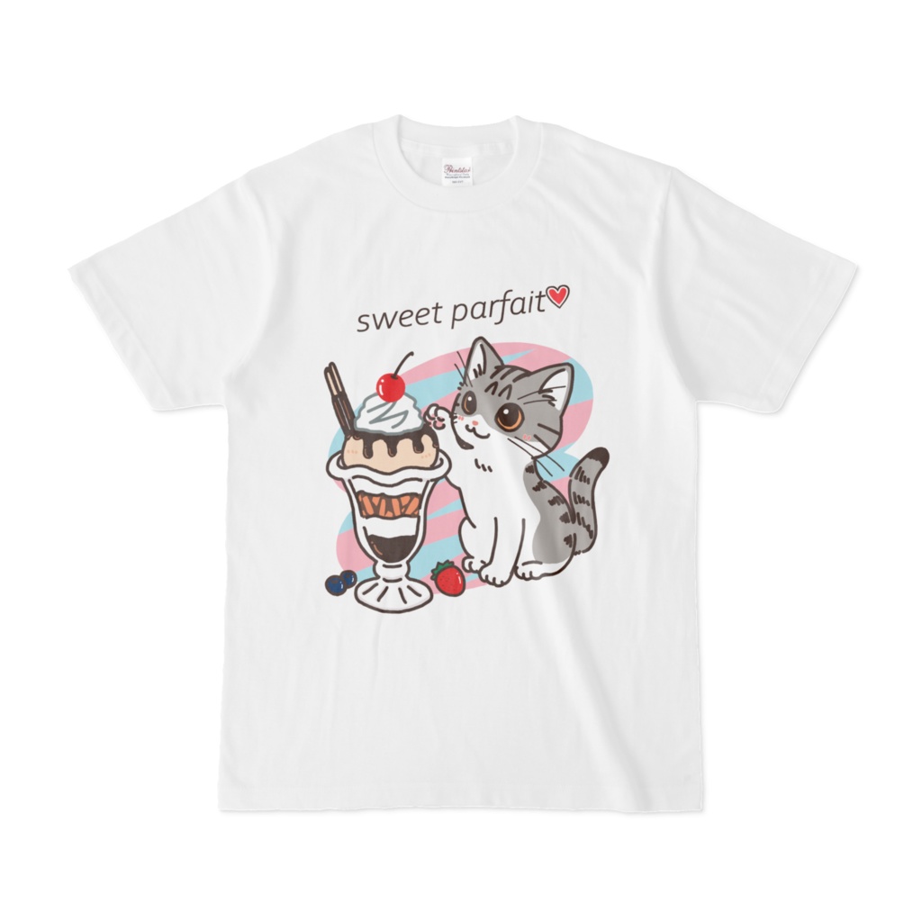 甘いパフェとこねこちゃん [カラーver] Tシャツ