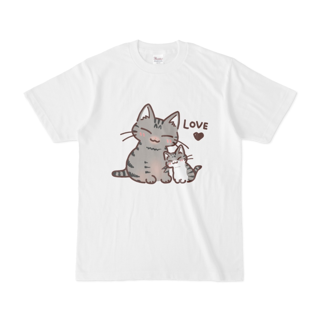 よりそう親子ねこちゃん(キジトラ)　Tシャツ