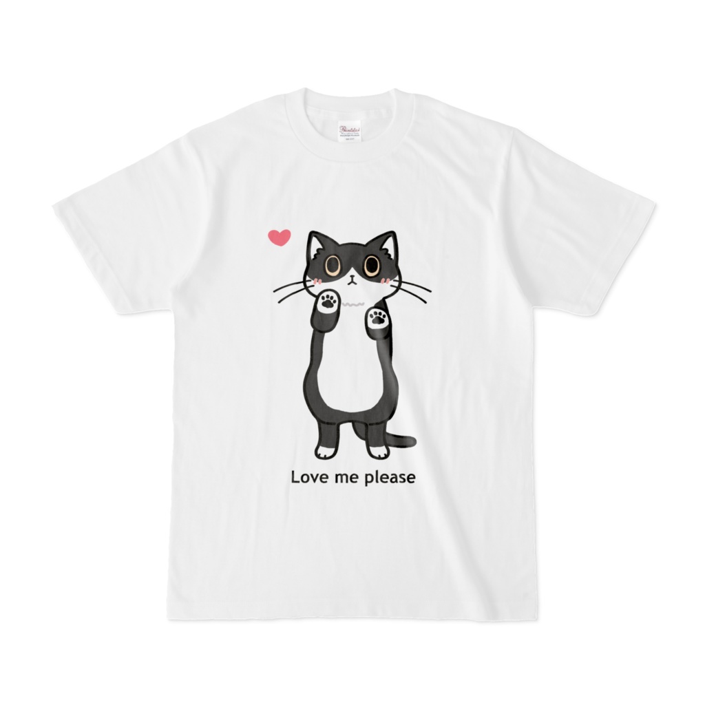 かまってほしいねこちゃん (黒白猫ver) Tシャツ