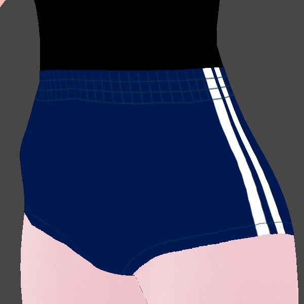 【無料頒布】VRoid正式版用2本ラインブルマ(紺) 単体