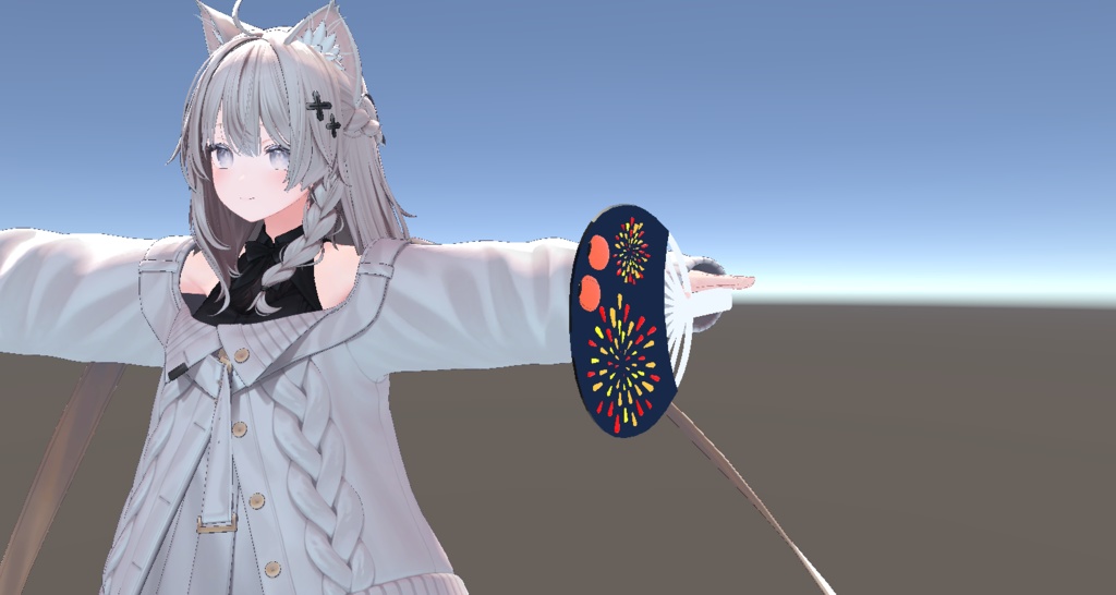 暗闇で光る!夏の花火うちわ【VRC想定・MA対応】