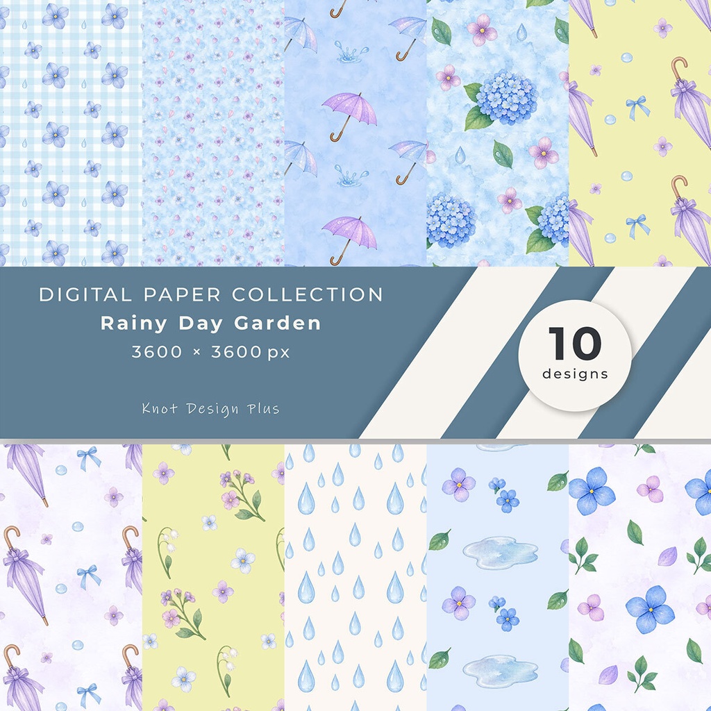 【商用利用OK】雨の日のガーデン|Rainy Day Garden|デジタルペーパー10枚|3600×3600px・JPG