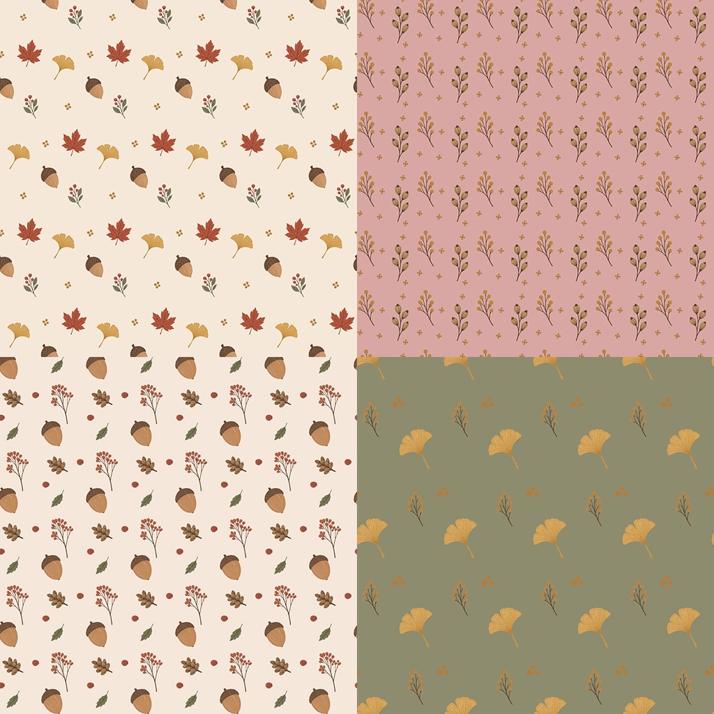 【商用利用OK】秋のボタニカルジャーナル|Autumn Botanical Journal|デジタルペーパー10枚|3600×3600px・JPG