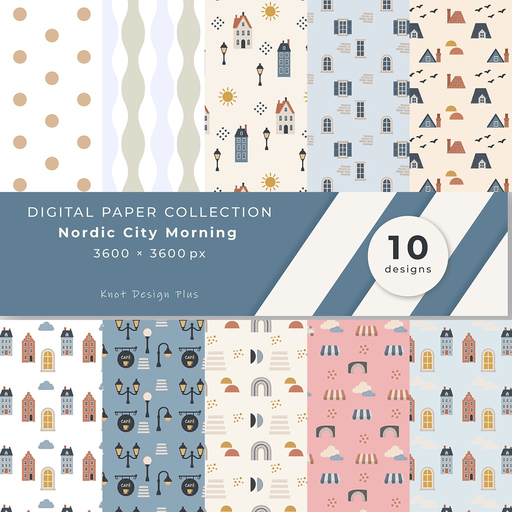 【商用利用OK】北欧の街の朝｜Nordic City Morning｜デジタルペーパー10枚｜3600×3600px・JPG