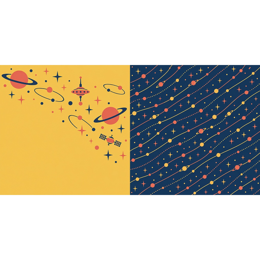 【商用利用OK】レトロ宇宙と惑星|Retro Space & Planets デジタルペーパー10枚|3600×3600px・JPG