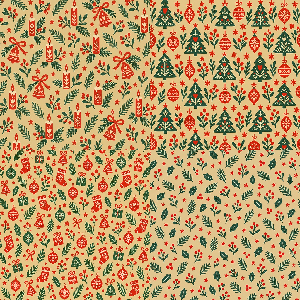【商用利用OK】北欧クリスマスのハリネズミ|Nordic Christmas Hedgehog デジタルペーパー10枚|3600×3600px・JPG