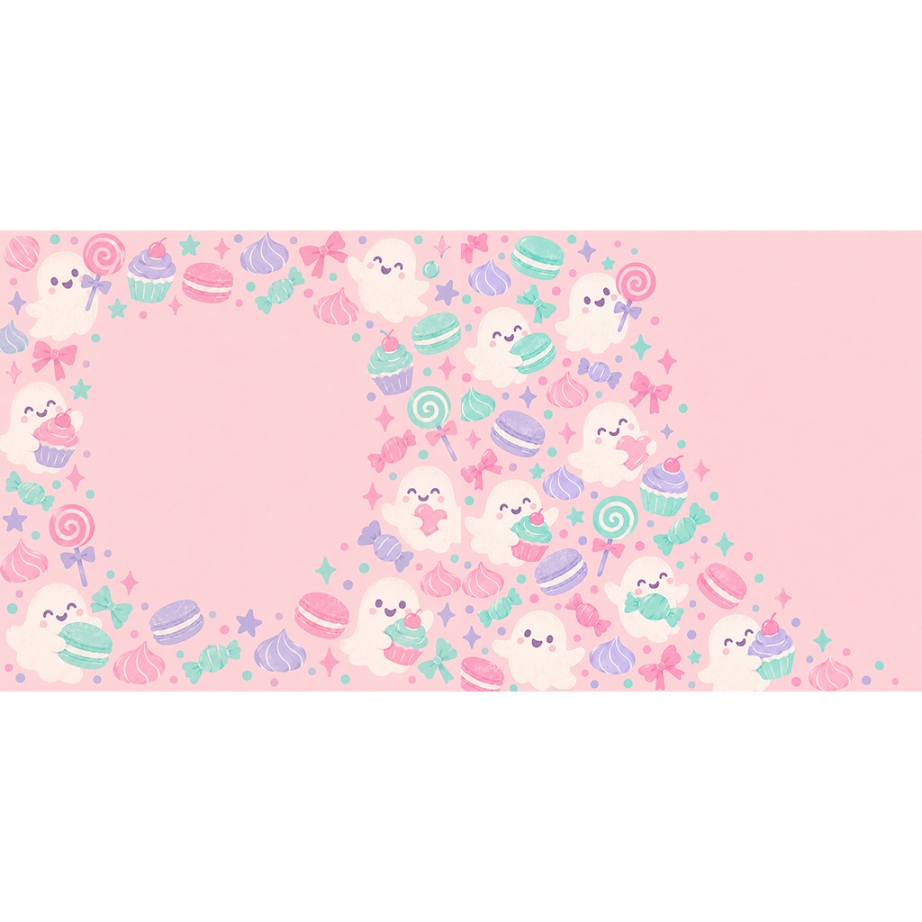 【商用利用OK】パステルおばけとスイーツ|Pastel Ghost & Sweets デジタルペーパー10枚|3600×3600px・JPG