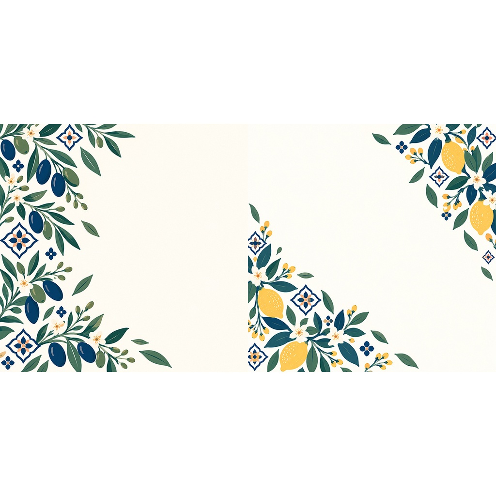 【商用利用OK】地中海レモンとオリーブ|Mediterranean Lemon & Olive デジタルペーパー10枚|3600×3600px・JPG