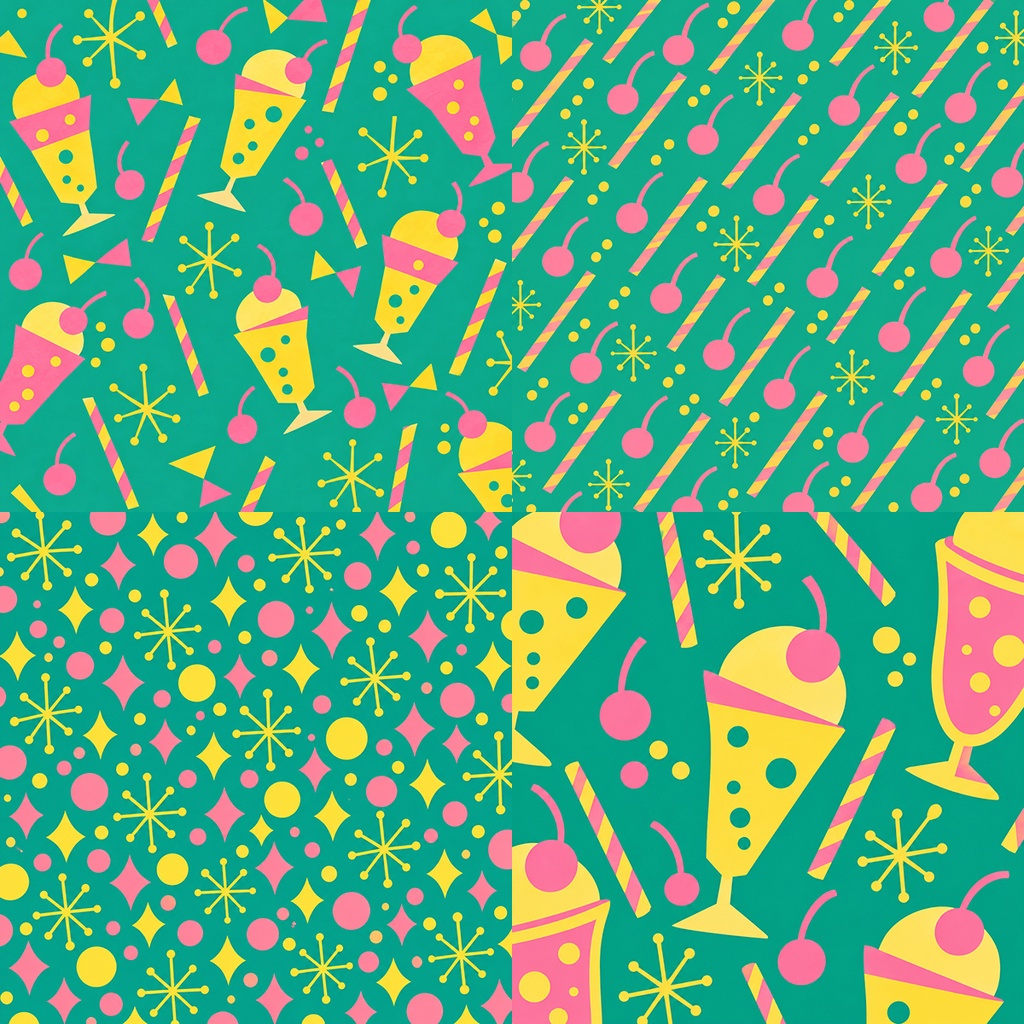 【商用利用OK】レトロソーダショップ|Retro Soda Shop デジタルペーパー10枚|3600×3600px・JPG