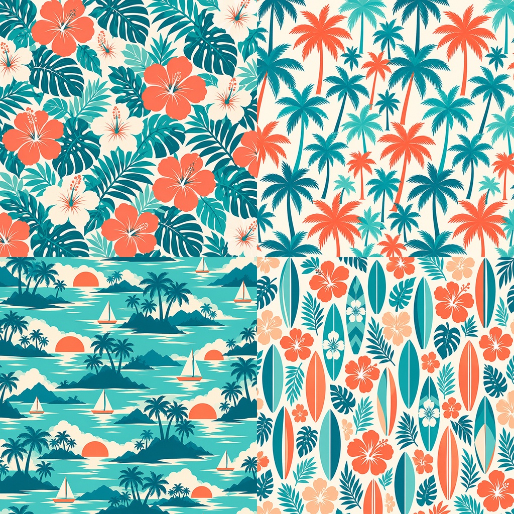 【商用利用OK】トロピカルビーチ&花|Tropical Beach & Flowers デジタルペーパー10枚|3600×3600px・JPG