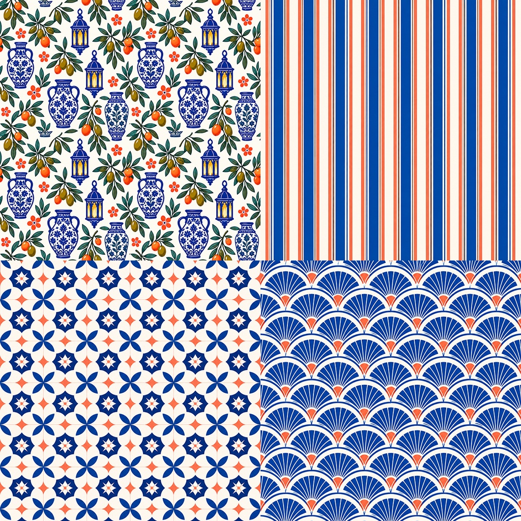 【商用利用OK】地中海リゾート&タイル|Mediterranean Resort & Tiles デジタルペーパー10枚|3600×3600px・JPG