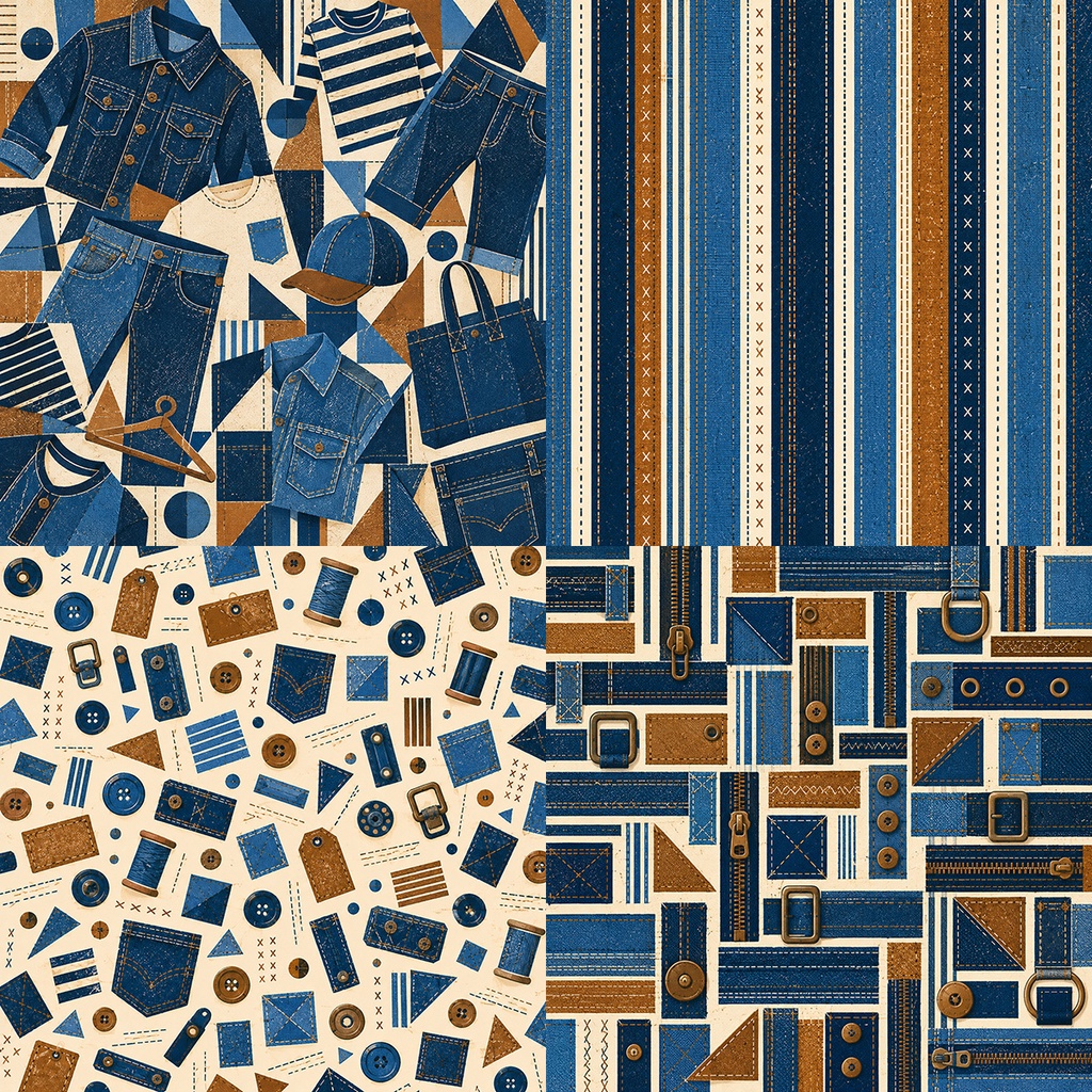 【商用利用OK】デニムパッチワーク|Denim Patchwork デジタルペーパー10枚|3600×3600px・JPG