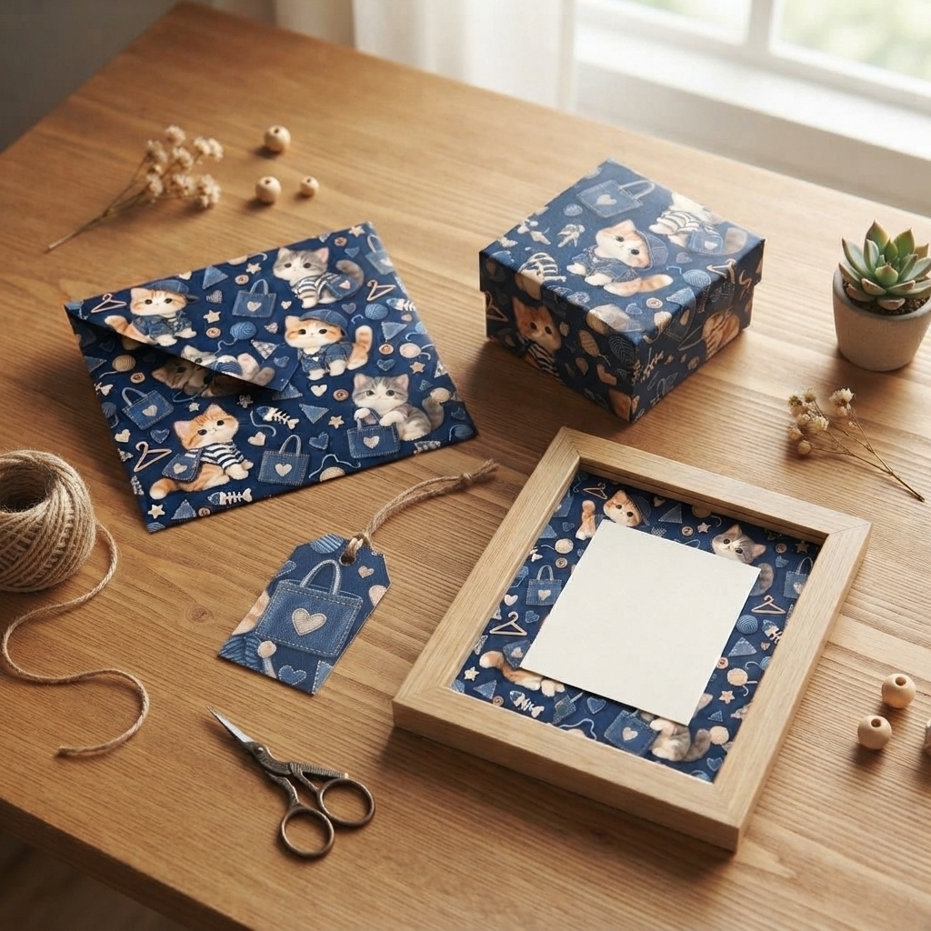 【商用利用OK】デニム猫|Denim Cats デジタルペーパー10枚|3600×3600px・JPG