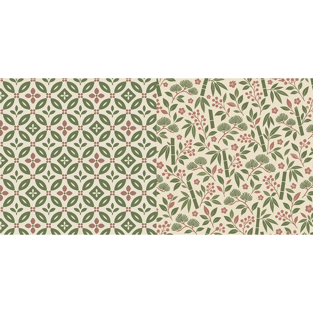 【商用利用OK】和モダン植物|Japanese Folk Botanicals デジタルペーパー10枚|3600×3600px・JPG