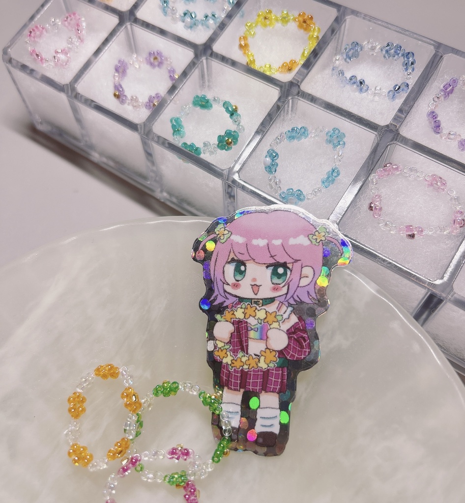 花かんむりのシールとビーズ🌸